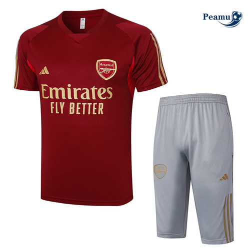 Peamu - Maillot foot Kit Entrainement Arsenal + Shorts rouge foncé 2024-2025 personnalisé