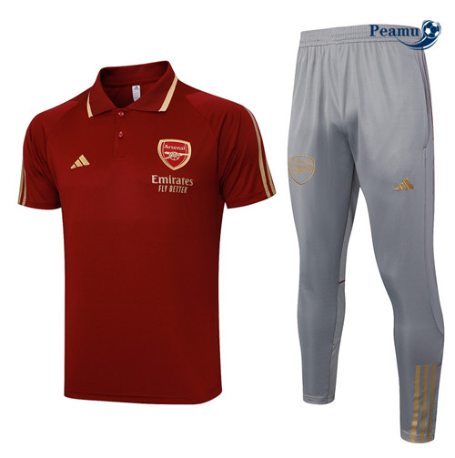 Peamu - Maillot foot Kit Entrainement Arsenal polo + Pantalon rouge bordeaux 2024-2025 Officiel