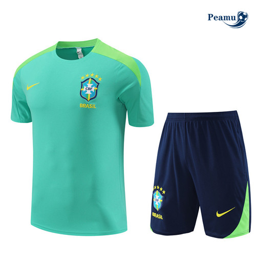 Peamu - Maillot foot Kit Entrainement Brésil Enfant + Shorts vert 2024-2025 prix