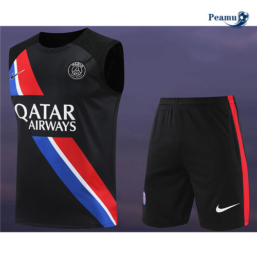 Peamu - Maillot foot Kit Entrainement Paris PSG Debardeur + Shorts noir 2024-2025 Outlet