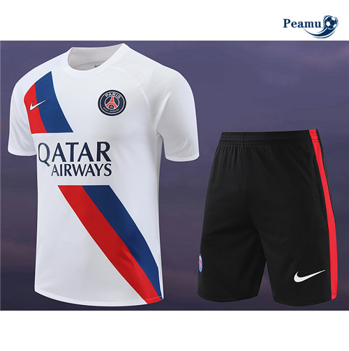 Peamu - Maillot foot Kit Entrainement Paris PSG + Shorts Blanc 2024-2025 grossiste