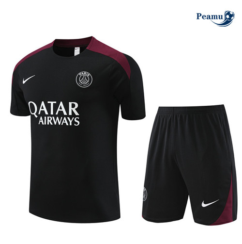 Peamu - Maillot foot Kit Entrainement Paris PSG Enfant + Shorts noir 2024-2025 France