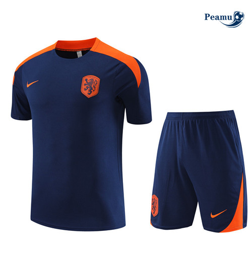 Peamu - Maillot foot Kit Entrainement Pays-Bas Enfant + Shorts bleu royal 2024-2025 Officiel