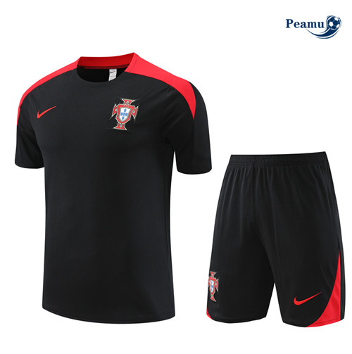 Peamu - Maillot foot Kit Entrainement Portugal Enfant + Shorts noir 2024-2025 Chinois