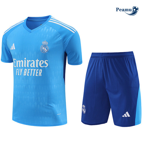 Peamu - Maillot foot Kit Entrainement Real Madrid Gardien de but + Shorts bleu clair 2024-2025 prix