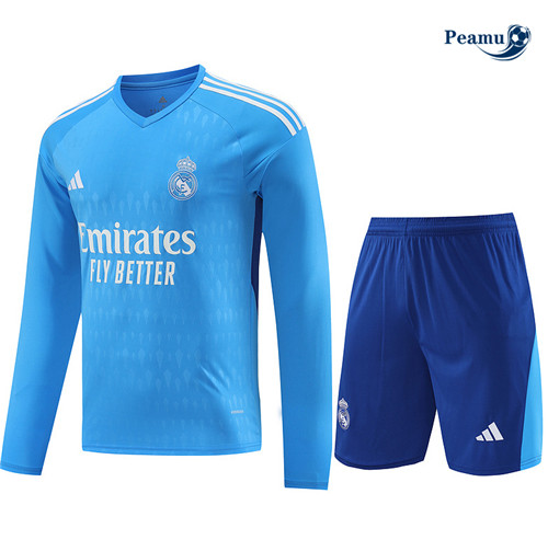 Peamu - Maillot foot Kit Entrainement Real Madrid Gardien de but + Shorts bleu 2024-2025 discout