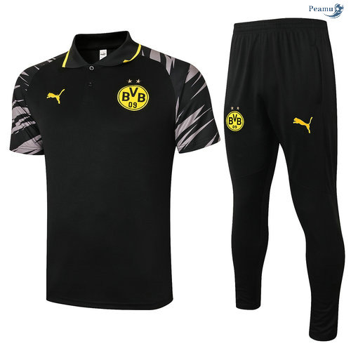 Peamu - Kit Maillot Entrainement POLO Borussia Dortmund + Pantalon Noir 2020-2021