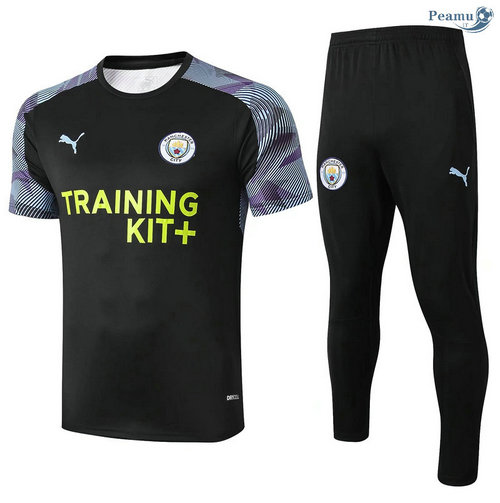 Kit Maillot Entrainement Manchester City + Pantalon Noir/Violet 2020-2021