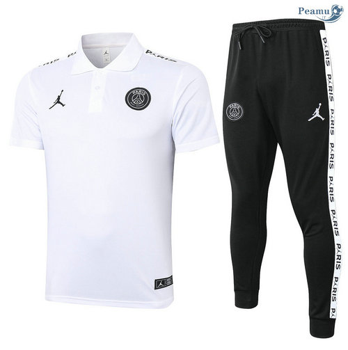 Kit Maillot Entrainement POLO PSG Jordan + Pantalon Blanc 2020-2021