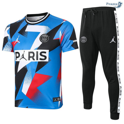 Kit Maillot Entrainement PSG Jordan + Pantalon Bleu Col Rond 2020-2021