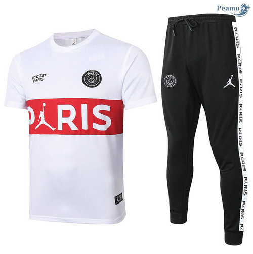 Kit Maillot Entrainement PSG Jordan + Pantalon Blanc (Rouge Pris) 2020-2021