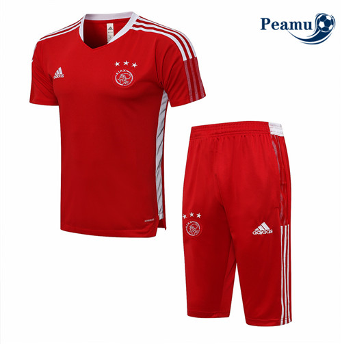 Peamu - Kit Maillot Entrainement foot AFC Ajax + Pantalon 3/4 Rouge 2021-2022