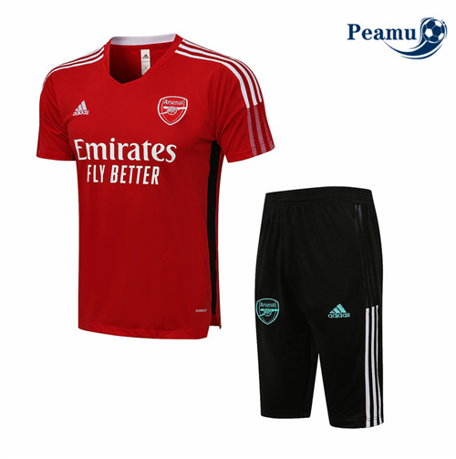 Peamu - Kit Maillot Entrainement foot Arsenal + Pantalon 3/4 Rouge 2021-2022