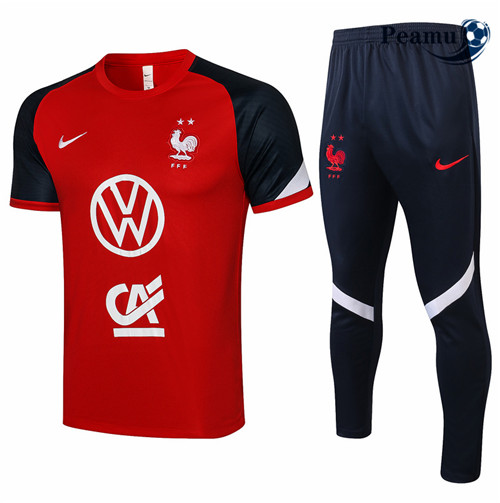 Peamu - Kit Maillot Entrainement foot France + Pantalon Rouge 2021-2022