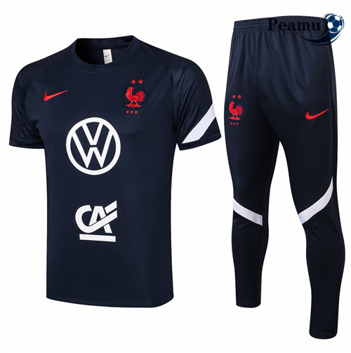Peamu - Kit Maillot Entrainement foot France + Pantalon Bleu Marine 2021-2022