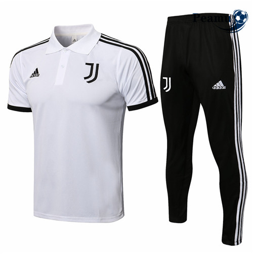 Peamu - Kit Maillot Entrainement foot Polo Juventus + Pantalon Blanc/Noir 2021-2022
