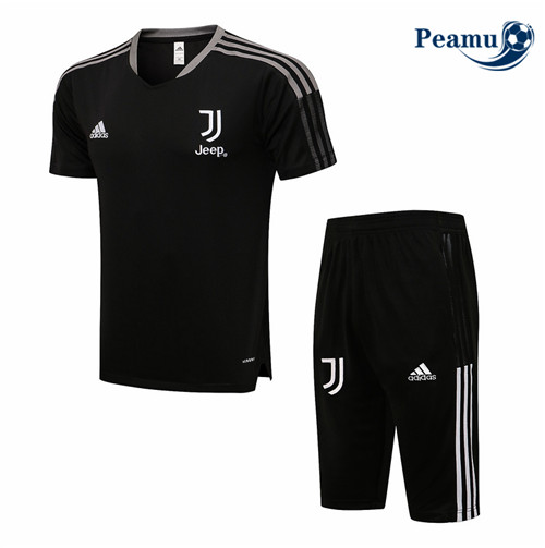 Peamu - Kit Maillot Entrainement foot Juventus + Pantalon 3/4 Noir 2021-2022