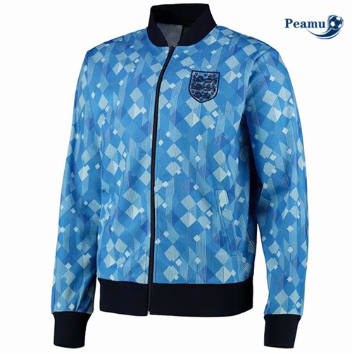 Peamu - Maillot foot Retro Angleterre jacket Bleu 1990
