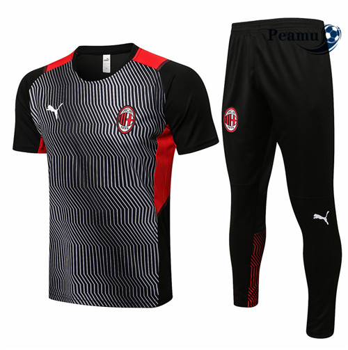 Kit Maillot Entrainement foot AC Milan + Pantalon Gris/Noir 2021-2022