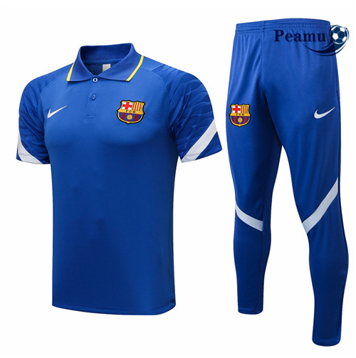 Kit Maillot Entrainement foot Polo Barcelone + Pantalon Bleu 2021-2022