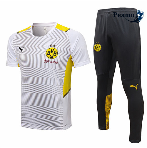 Kit Maillot Entrainement foot Borussia Dortmund + Pantalon Blanc 2021-2022