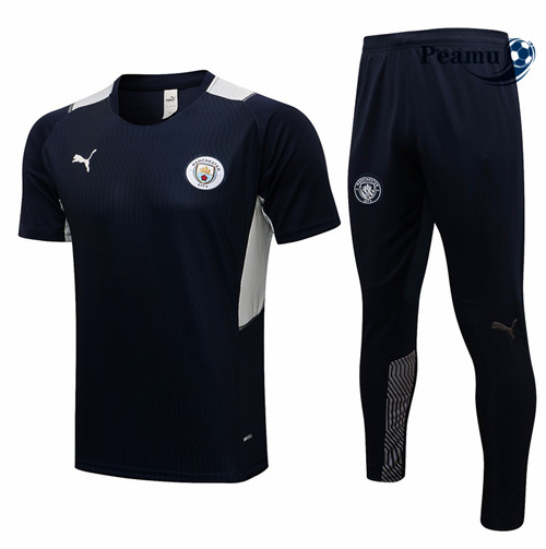 Kit Maillot Entrainement foot Manchester City + Pantalon Bleu Marine 2021-2022