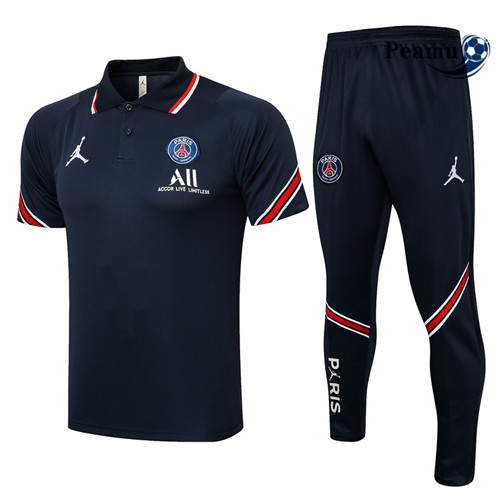 Kit Maillot Entrainement foot POLO Jordan PSG + Pantalon Bleu Marine 2021-2022