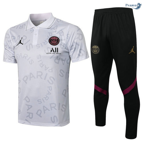 Peamu - Kit Maillot EntrainementPolo PSG Jordan + Pantalon Blanc 2021-2022