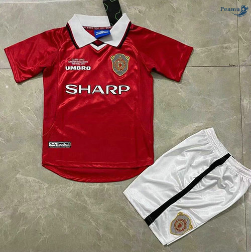 Peamu - Maillot foot Retro Manchester United Enfant Domicile 1999-2000