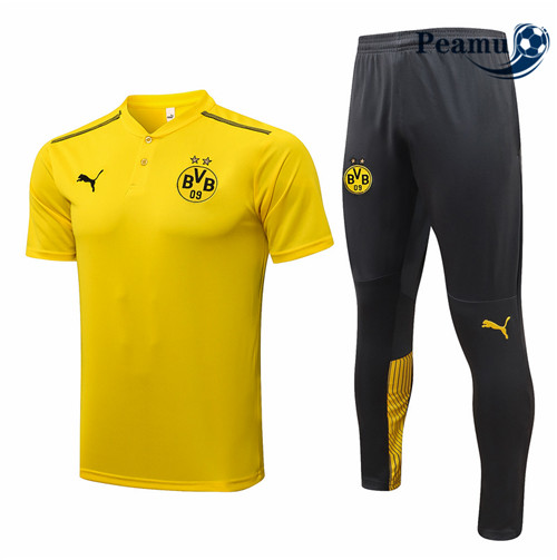 Kit Maillot Entrainement foot Polo Borussia Dortmund + Pantalon Jaune 2021-2022