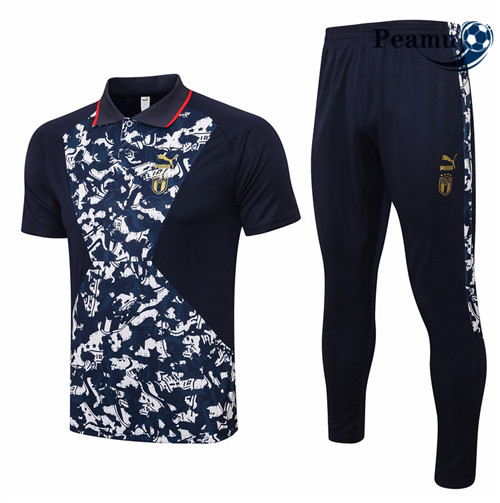 Kit Maillot Entrainement foot Polo Italie + Pantalon Bleu Marine 2021-2022