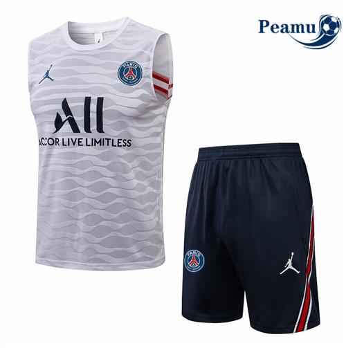 Kit Maillot Entrainement foot Jordan PSG Debardeur + Pantalon Blanc 2021-2022