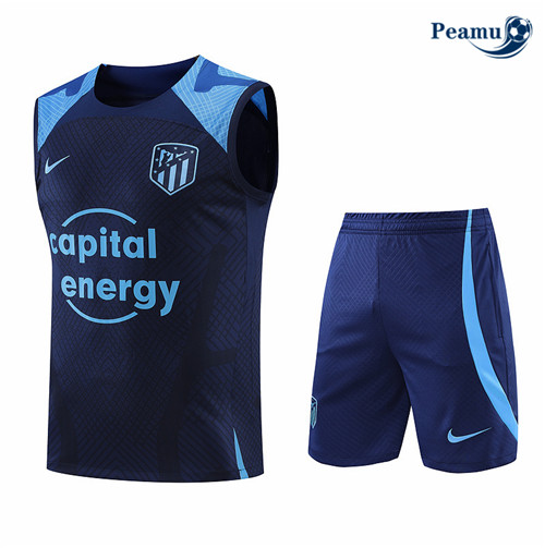 Maillot Foot Maillot Kit Entrainement Foot Atletico Madrid Debardeur + Pantalon Bleu 2022-2023 peamu 564