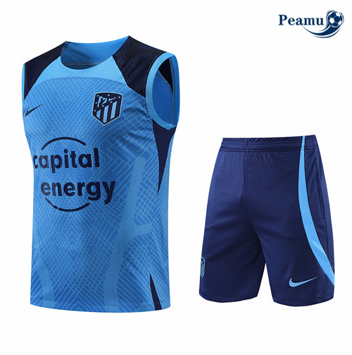 Maillot Foot Maillot Kit Entrainement Foot Atletico Madrid Debardeur + Pantalon Bleu 2022-2023 peamu 565