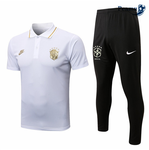 Maillot Foot Maillot Kit Entrainement Foot Bresil + Pantalon Blanc 2022-2023 peamu 592