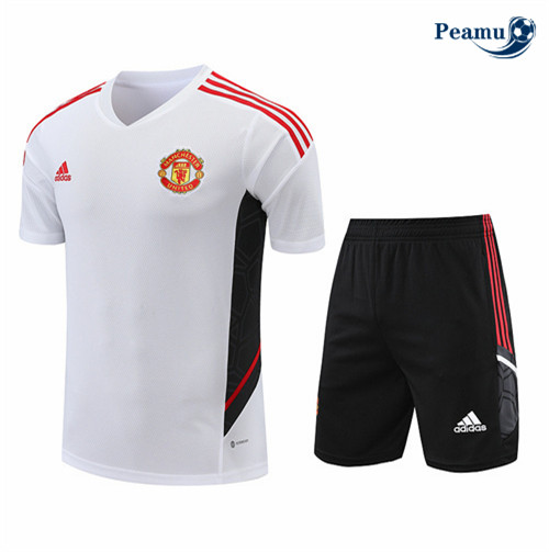 Maillot Foot Maillot Kit Entrainement Foot Manchester United + Pantalon Blanc 2022-2023 peamu 611