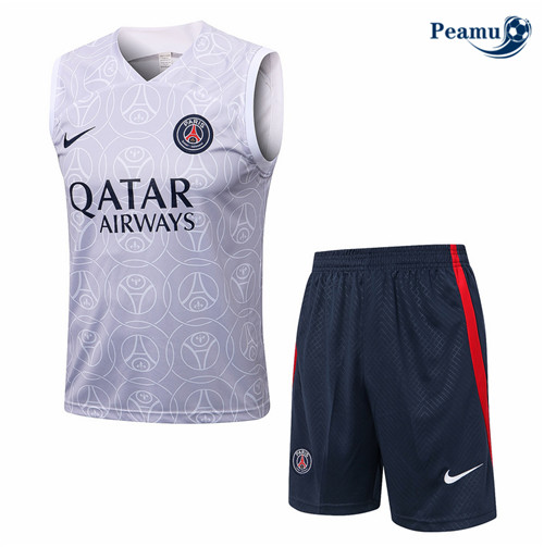 Maillot Foot Maillot Kit Entrainement Foot Paris PSG Debardeur + Pantalon Gris 2022-2023 peamu 582