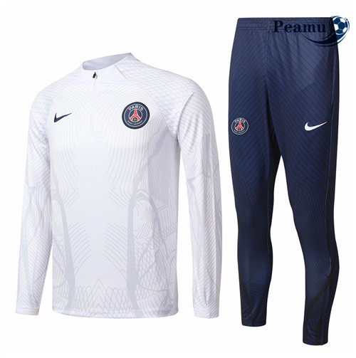 Maillot Foot Survetement Paris PSG Enfant Blanc 2022-2023 peamu 463