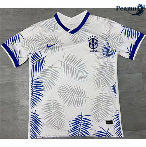 Peamu - Maillot foot Brésil Entrainement Blanc/Bleu 2022-2023