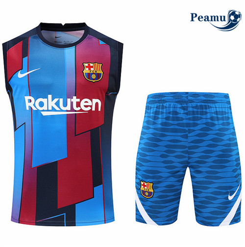 Peamu - Maillot Kit Entrainement Foot Barcelone Debardeur + Short 2022-2023 pfr425