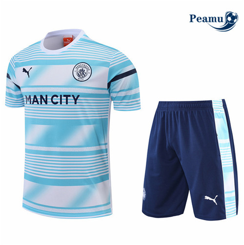Peamu - Maillot Kit Entrainement Foot Manchester City + Short 2022-2023 pfr488