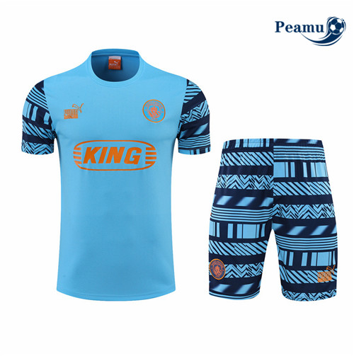 Peamu - Maillot Kit Entrainement Foot Manchester City + Short 2022-2023 pfr489
