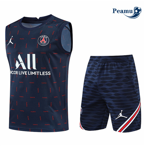 Peamu - Maillot Kit Entrainement Foot Paris PSG Debardeur + Short 2022-2023 pfr447