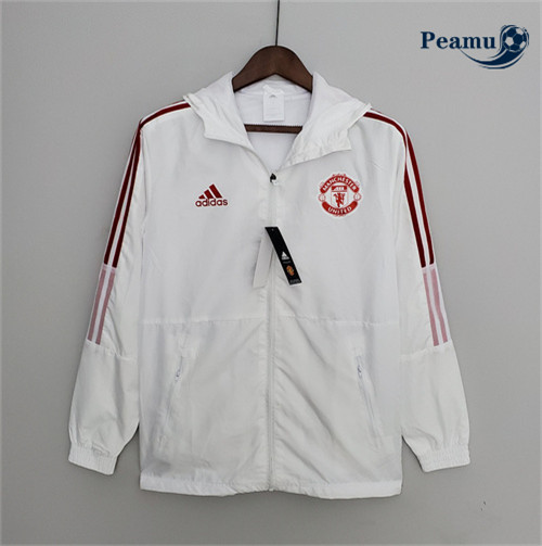 Peamu - Maillot Veste Coupe vent Foot Manchester United Blanc 2022-2023 pfr531