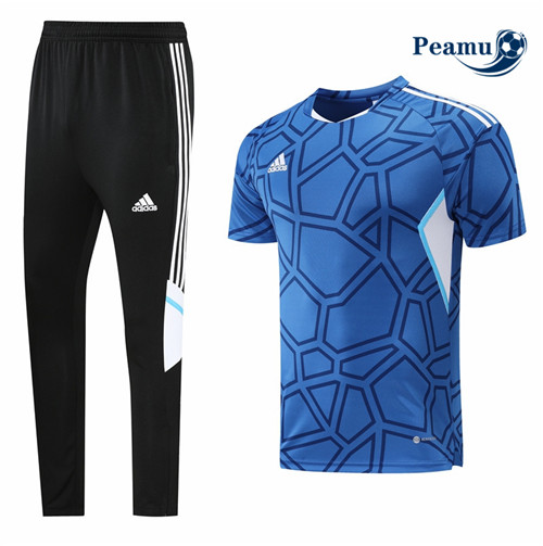 peamu.fr - Maillot foot Kit Entrainement Foot Adidas + Pantalon Bleu 2022-2023 F113