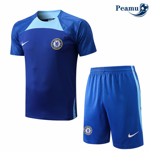 peamu.fr - Maillot foot Kit Entrainement Foot Chelsea + Pantalon Bleu 2022-2023 F137