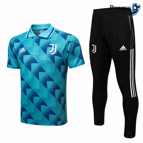 peamu.fr - Maillot foot Kit Entrainement Foot Polo Juventus + Pantalon Bleu 2022-2023 F149