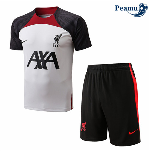 peamu.fr - Maillot foot Kit Entrainement Foot Liverpool + Pantalon Blanc 2022-2023 F150