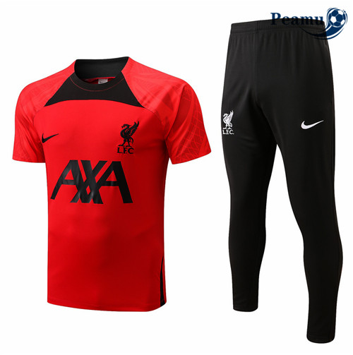 peamu.fr - Maillot foot Kit Entrainement Foot Liverpool + Pantalon Rouge 2022-2023 F154