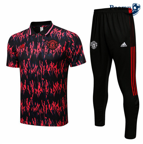 peamu.fr - Maillot foot Kit Entrainement Foot polo Manchester United Rouge 2022-2023 F157